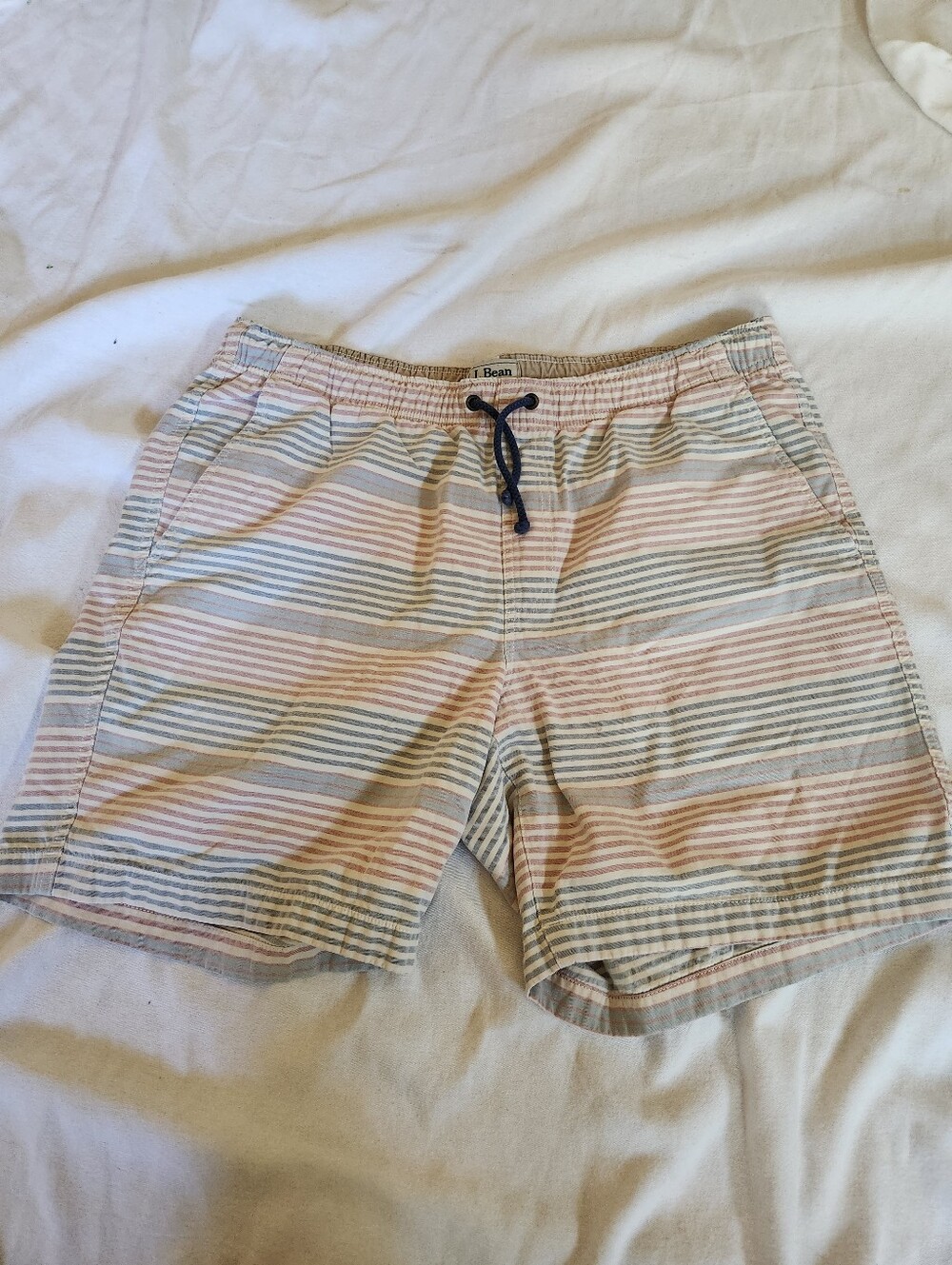 L.L. Bean Classic Fit Organic Cotton Stripe Pull On Shorts XL